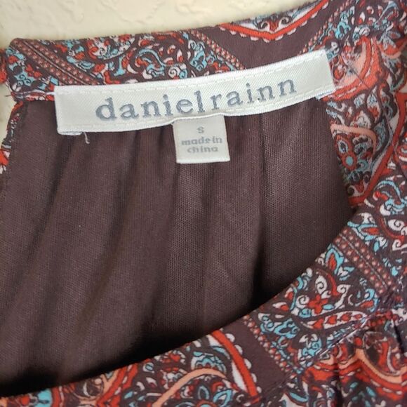 Daniel Rainn boho dress 3/4 sleeves floral lace red brown dropwaist size Small - Picture 7 of 12